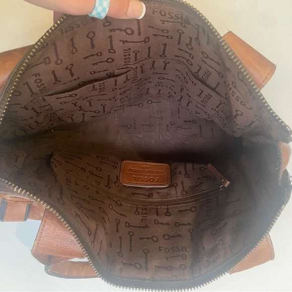 Fossil Brown Leather Handbag Purse - Picture 4 of 4